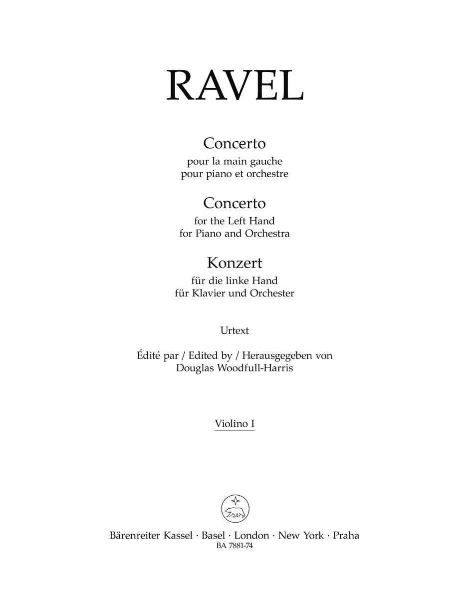 Ravel, Concerto for the LH Violin I (Barenreiter)