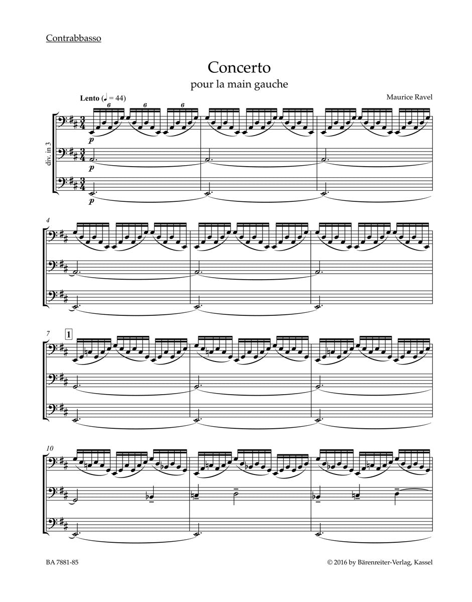 Ravel, Concerto for the LH Contrabass (Barenreiter)