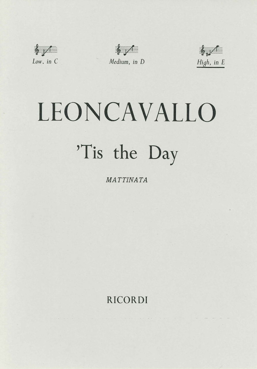 Leoncavallo, Mattinata (in E) [I/E] (Ricordi)