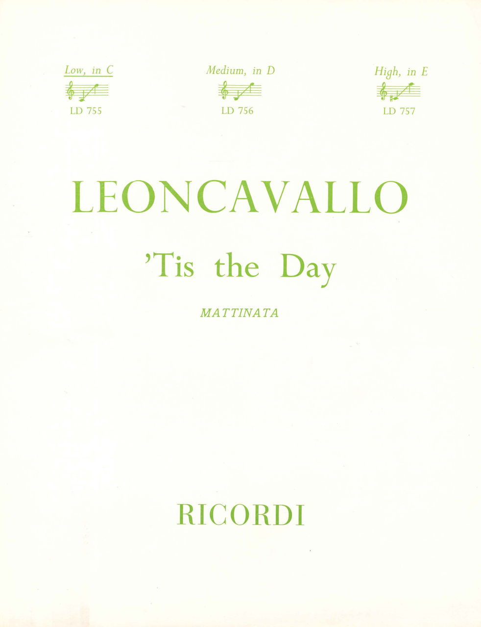 Leoncavallo, Mattinata (in C) [I/E] (Ricordi)