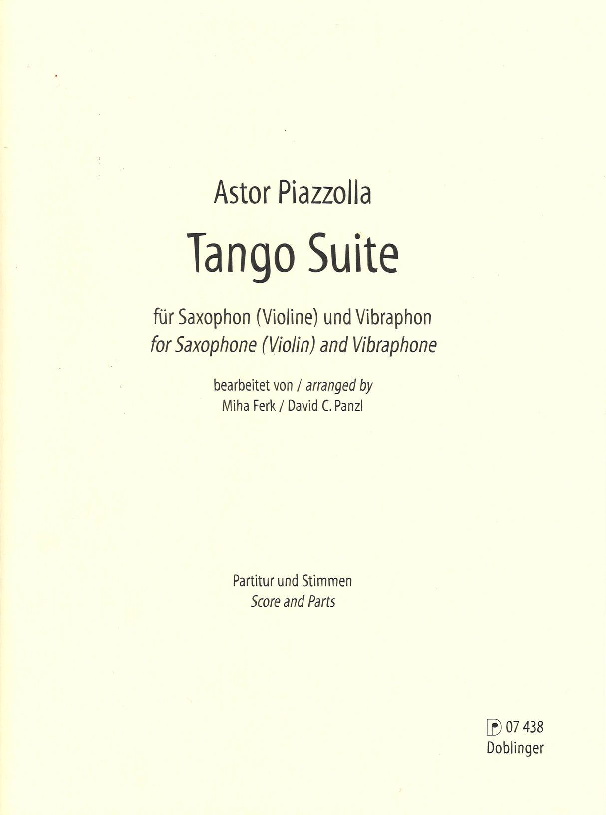 Piazzolla, Tango Suite (Sax/Vn,Vibr) (Doblinger)