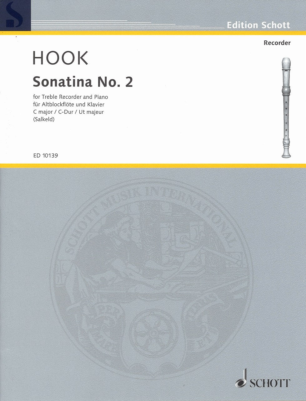 Hook, Sonatina No. 2 in C (ARec,Pf) (Schott)