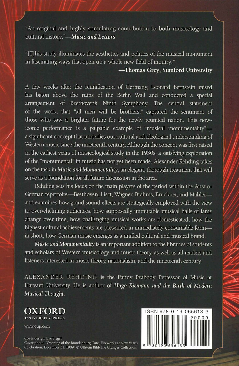 Rehding, Music and Monumentality (paper) (Oxford University Press)
