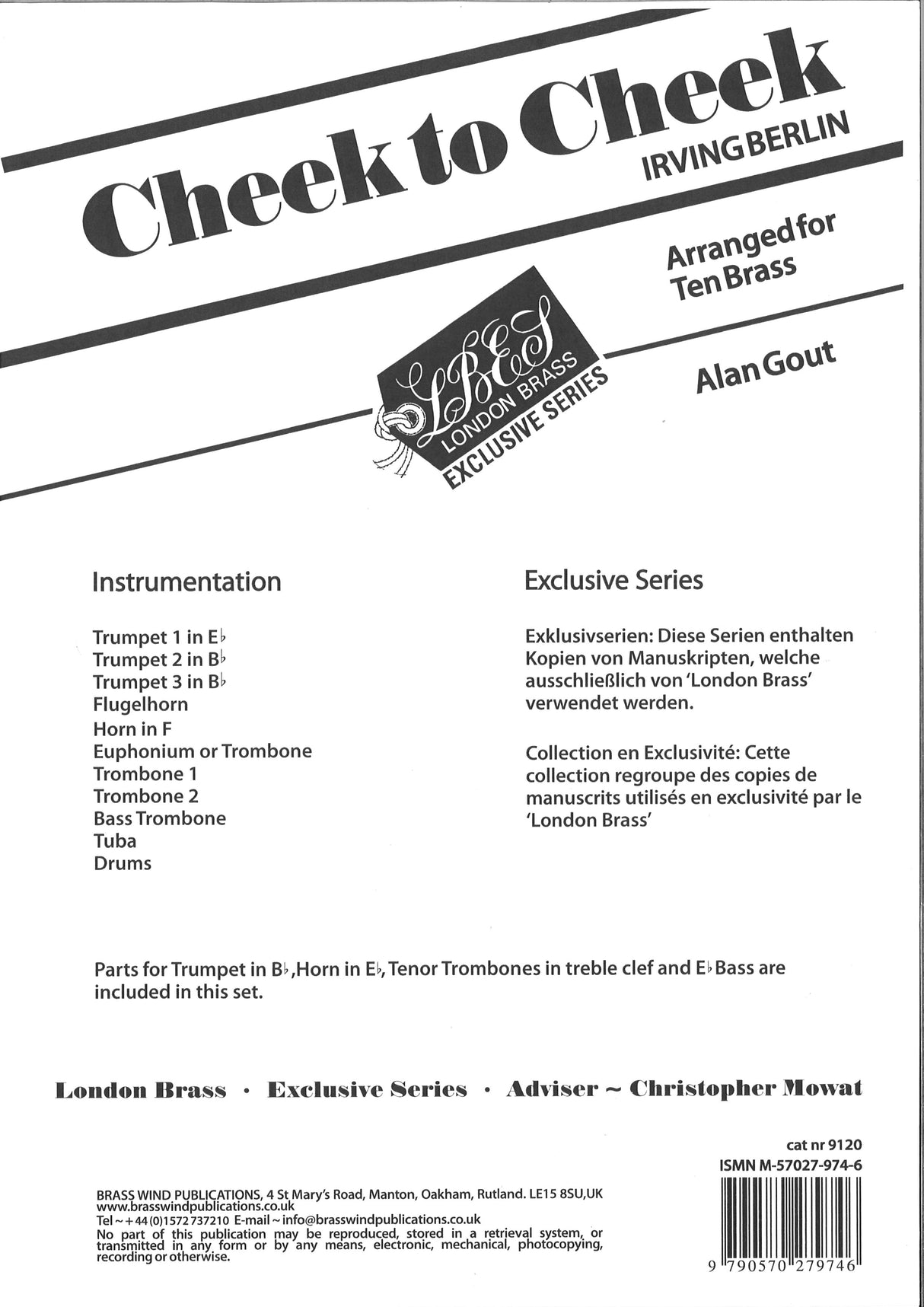 Berlin, Cheek to Cheek (Brass Wind Publications)