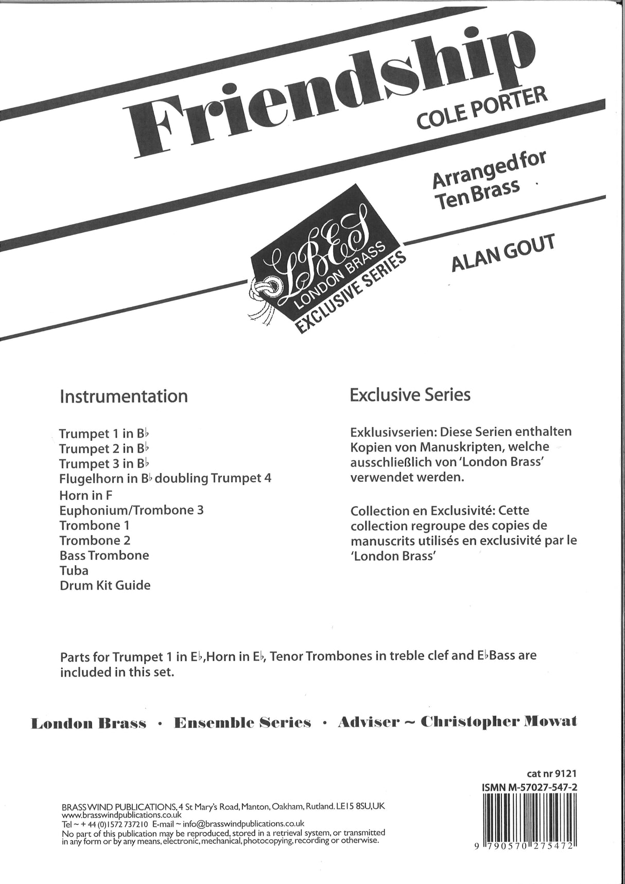 Porter, Friendship (10-part Ens) (Brass Wind Publications)
