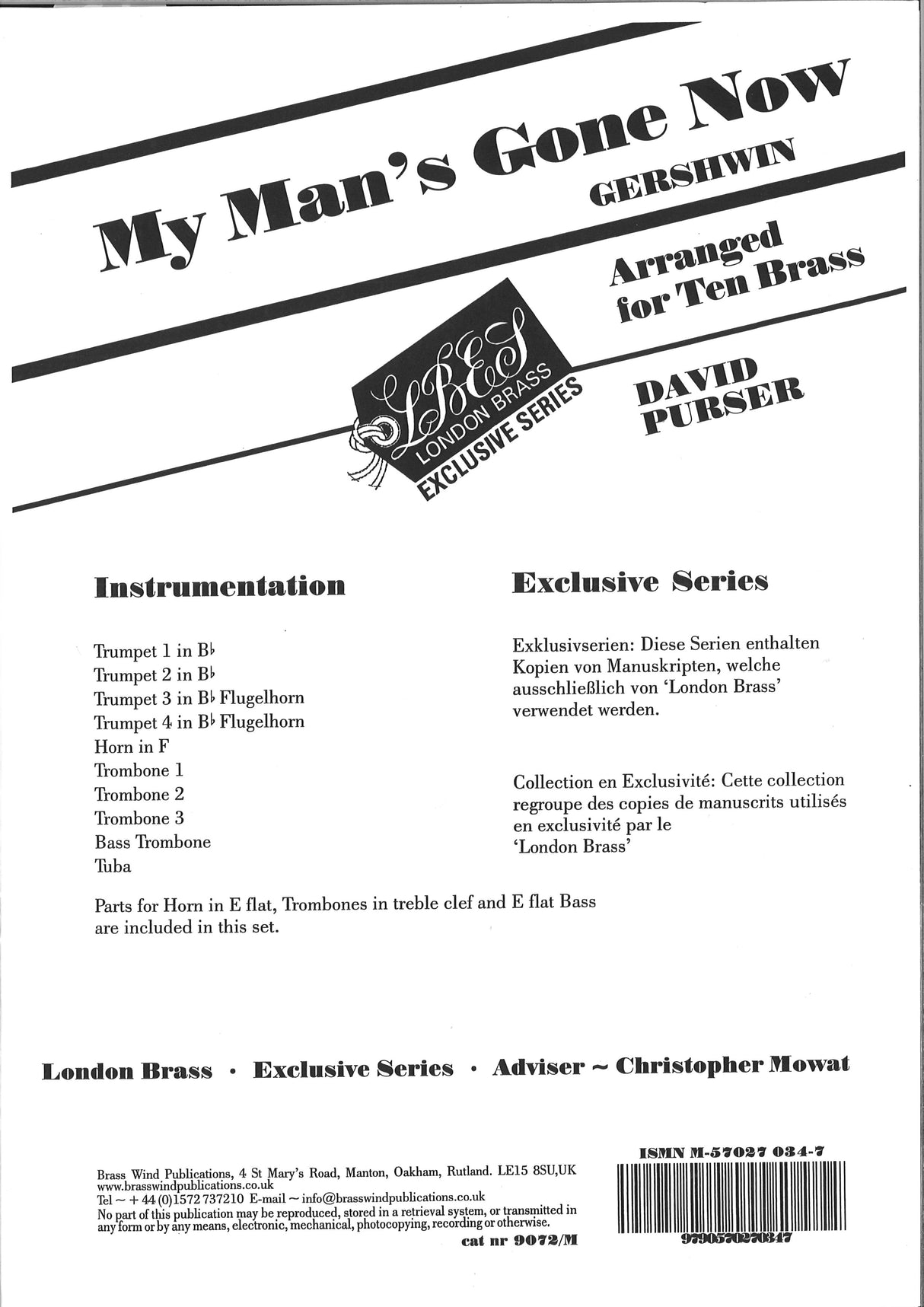 Gershwin, My Man's Gone Now (Brass Wind Publications)