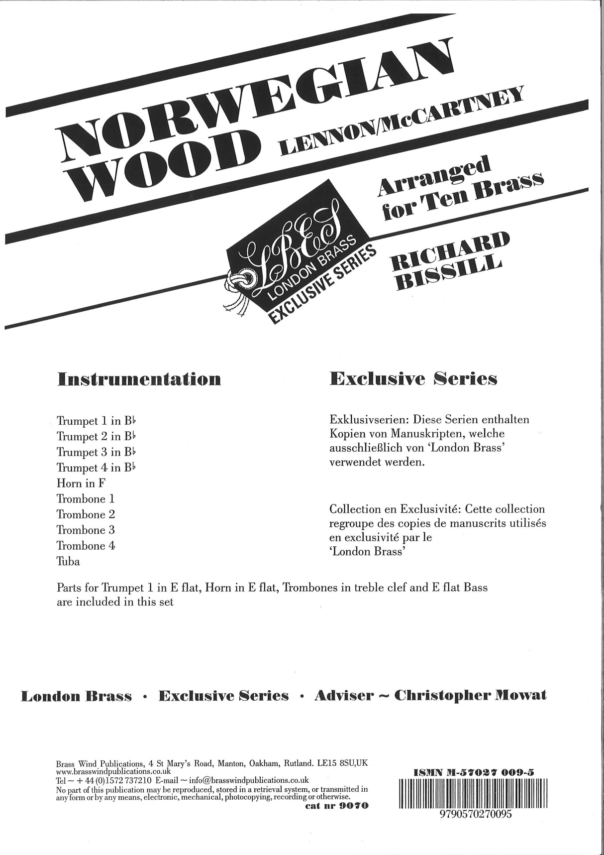 Lennon/McCartney, Norwegian Wood (Brass Wind Publications)