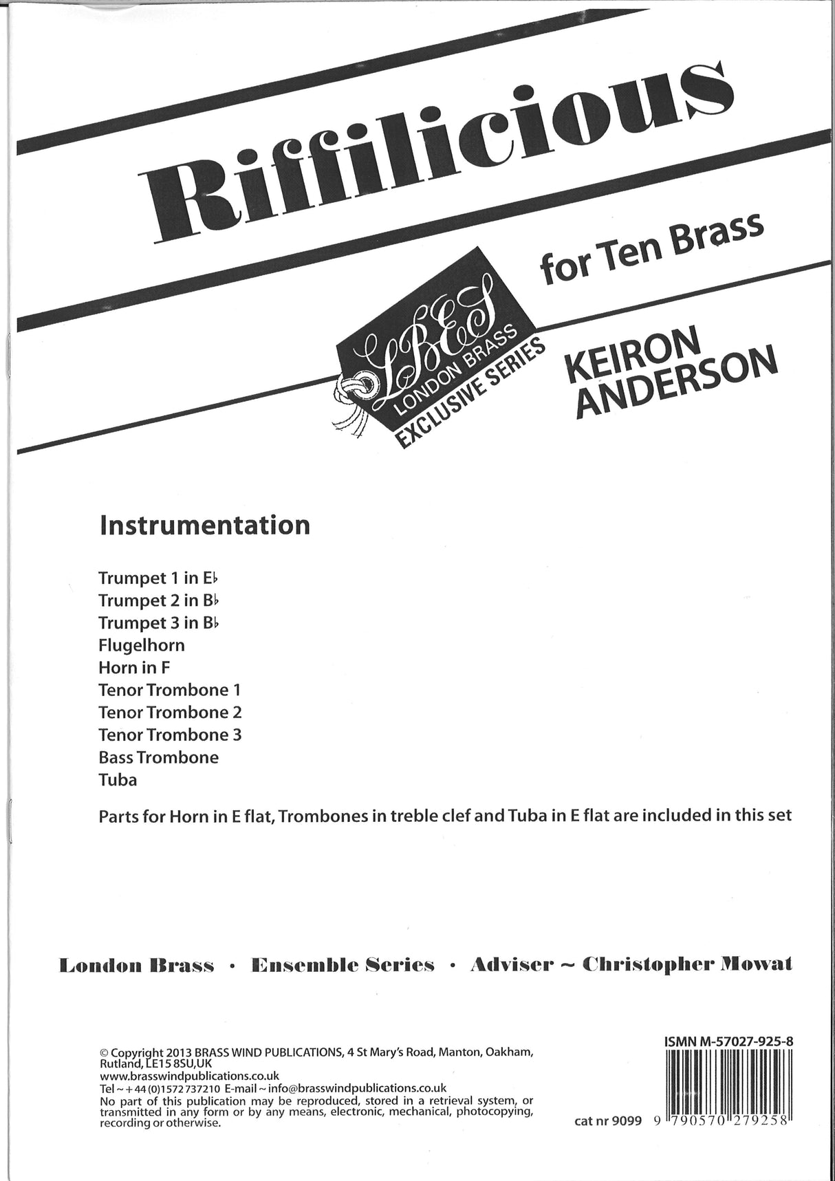 Anderson, Riffilicious for 10 Brass (Brass Wind Publications)