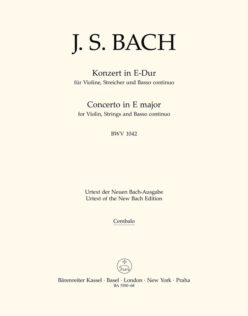 Bach, Concert BWV 1042 in E (Vn,Str,Bc) (Barenreiter)
