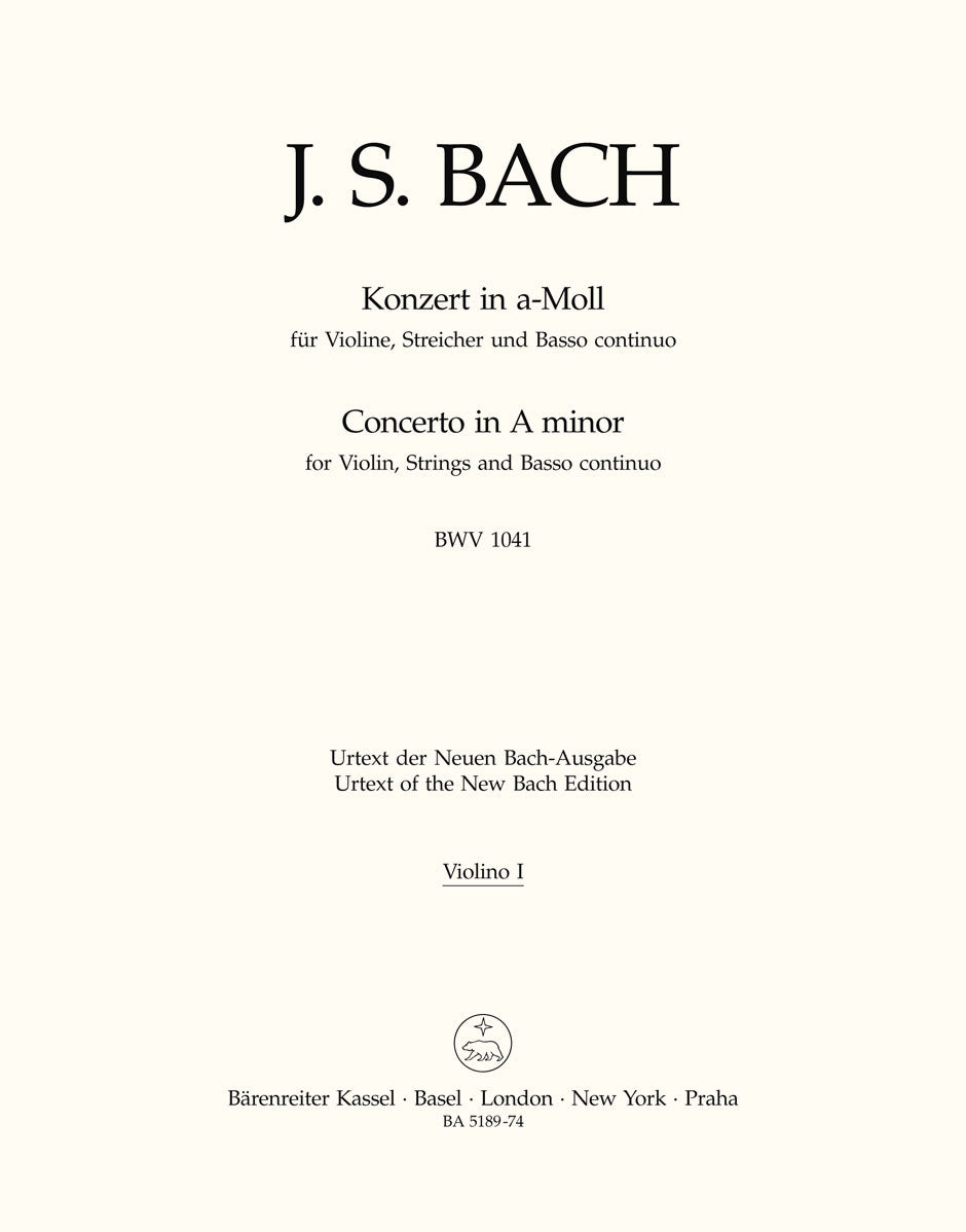 Bach, Concerto BWV 1041 in a (Barenreiter)
