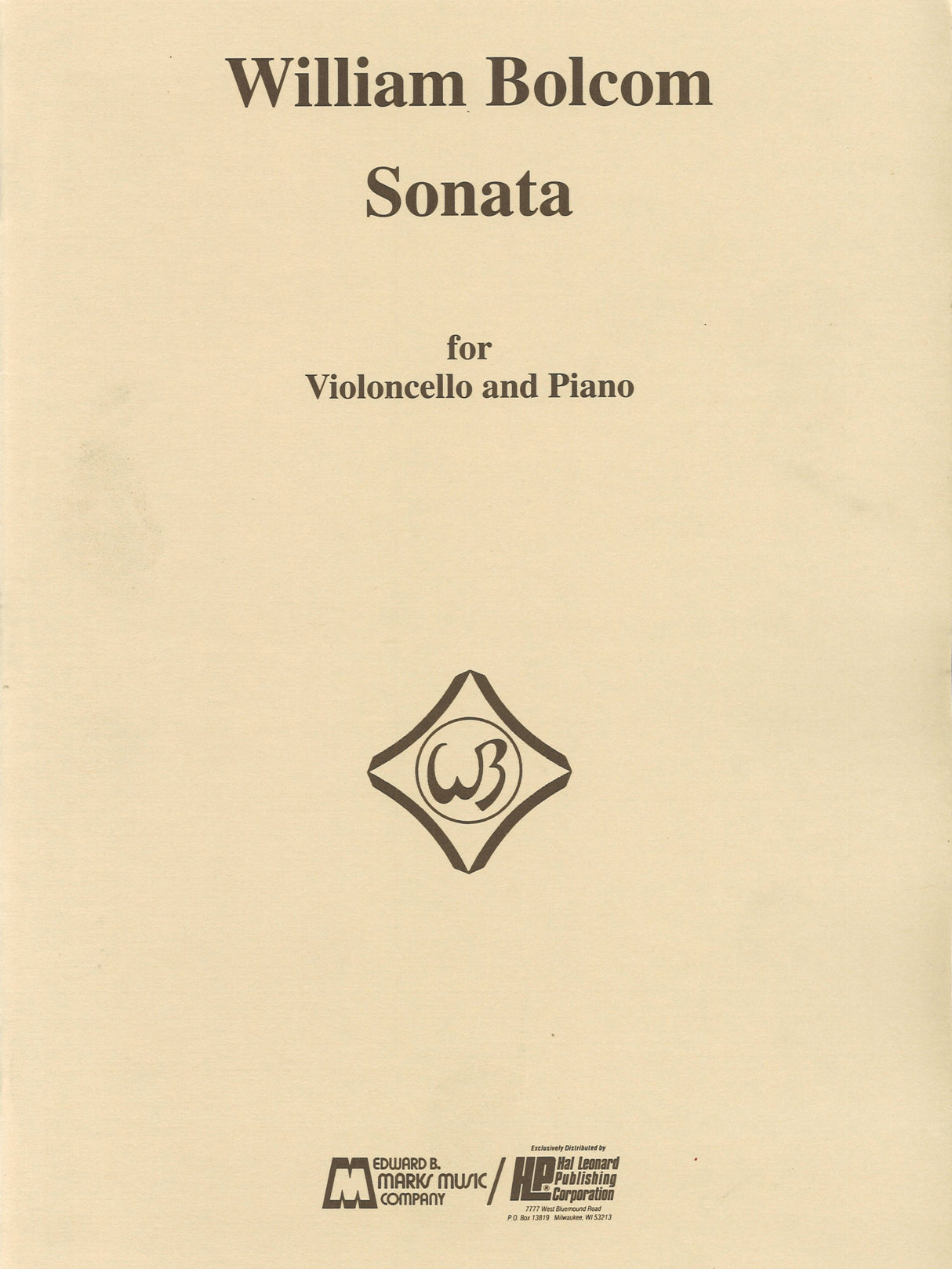 Bolcom, Sonata for Violincello & Piano (Marks)