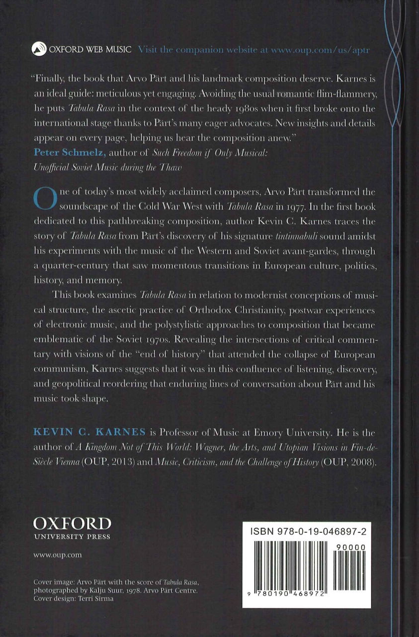 Karnes, Arvo Part's Tabula Rasa (hard) (Oxford University Press)