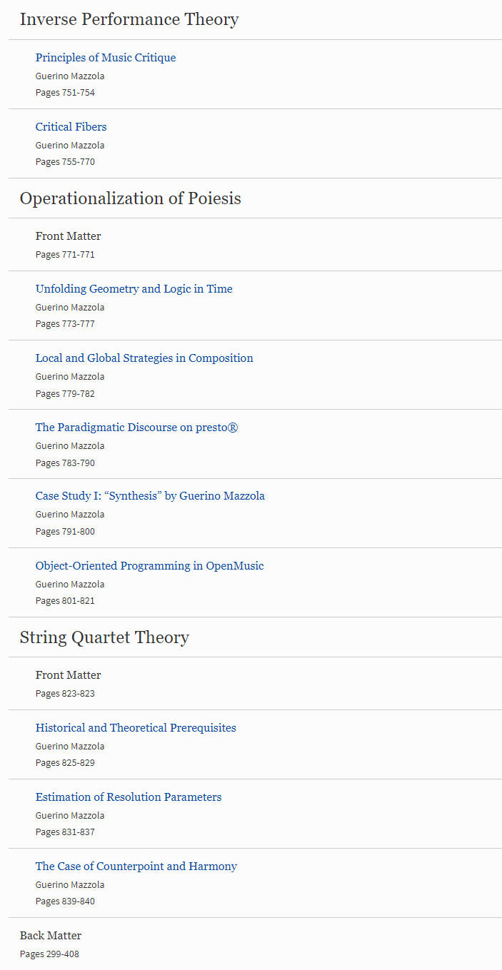 Mazzola, Topos of Music II, Performance (Springer-Verlag)