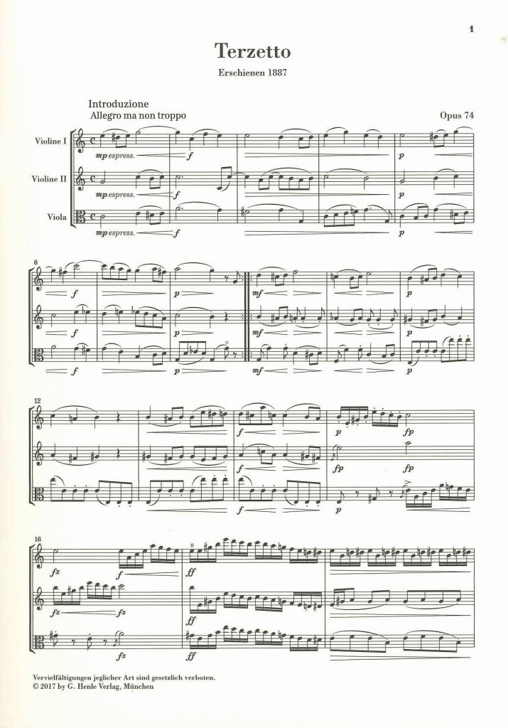 Dvorak, Terzetto op. 74 in C, B 148 (Henle)