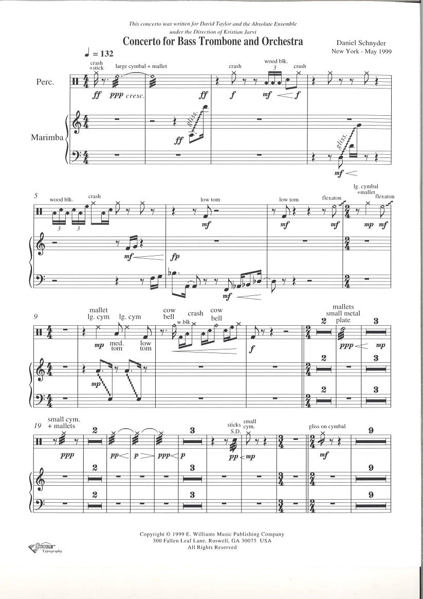 Schnyder, Concerto 'subZERO': Perc.part (Williams Music/Kunzelmann)