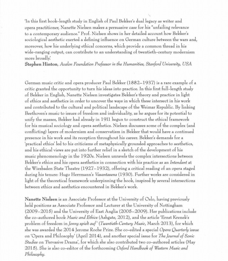Nielsen, Paul Bekker's Musical Ethics (Routledge)