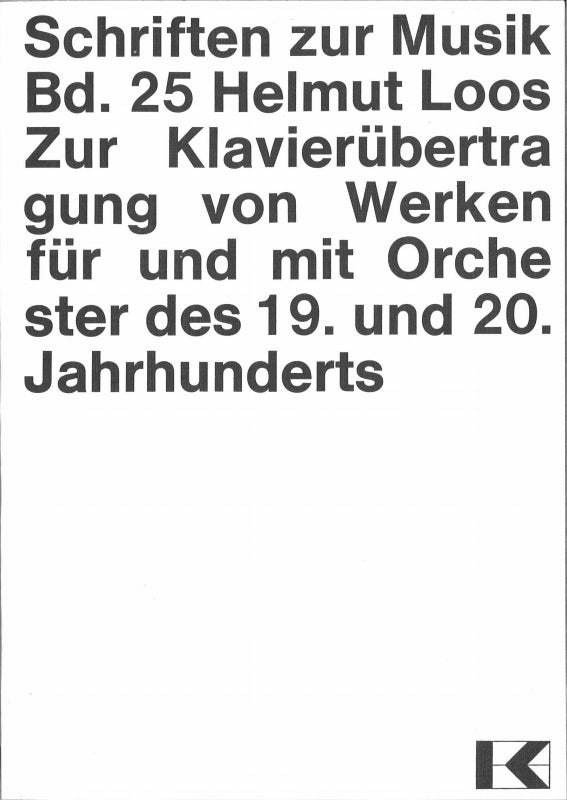 Loos, Zur Klavierubertragung von Werken (Katzbichler)
