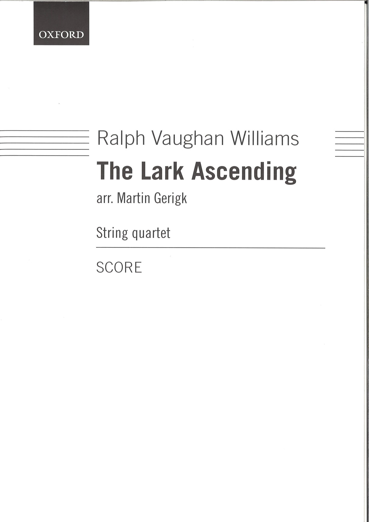 Vaughan Williams, Lark Asc. Qrt Score (Oxford University Press)