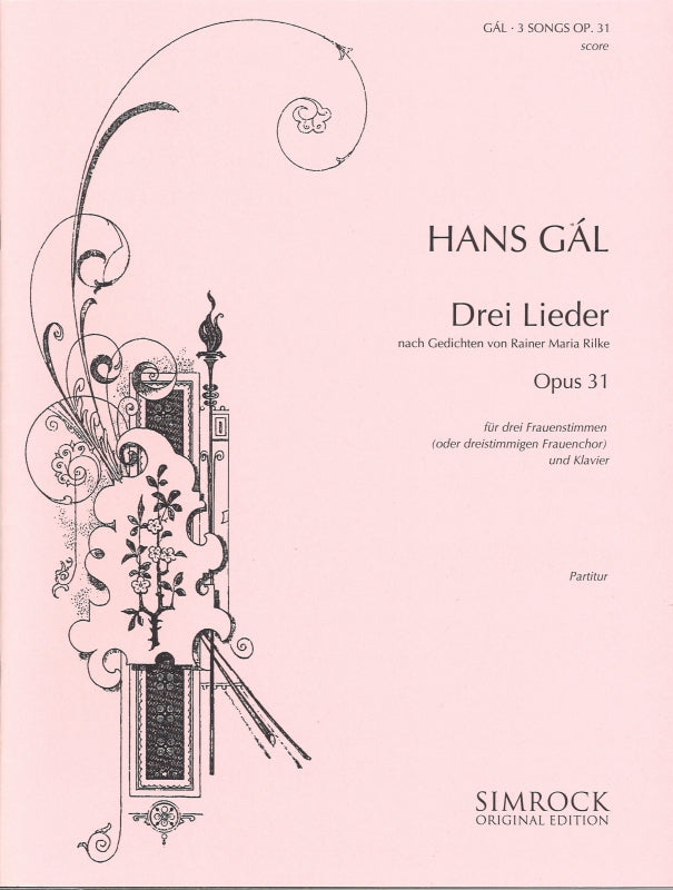 Gal, 3 Lieder op. 31 (SMezA,Pf) (Simrock)
