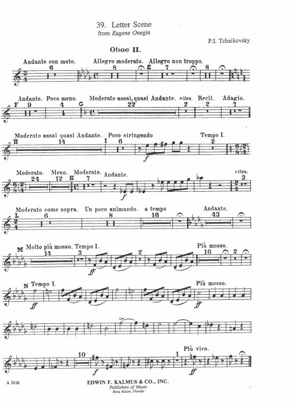 Tchaikovsky, Letter Scene (E.F.Kalmus)