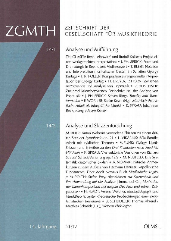 Zeitschrift der Ges. fur MT 14 (2017) (Olms)