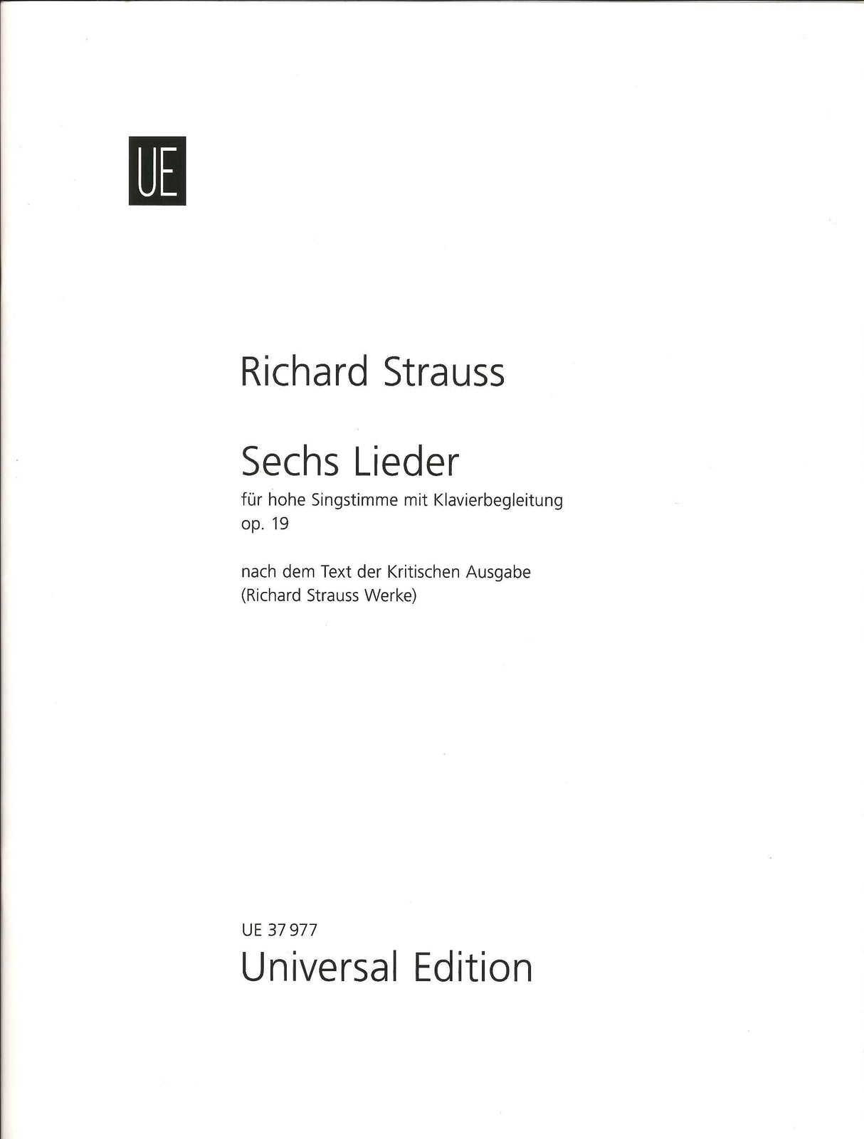 Strauss,R., 6 Lieder op. 19 (H. orig.) (Universal)