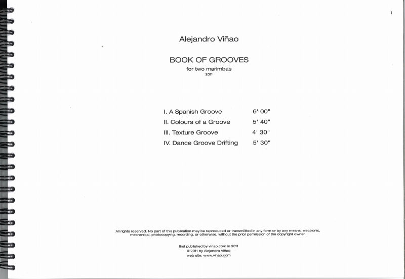 Vinao, Book of Grooves (Score) (Alejandro Vinao)