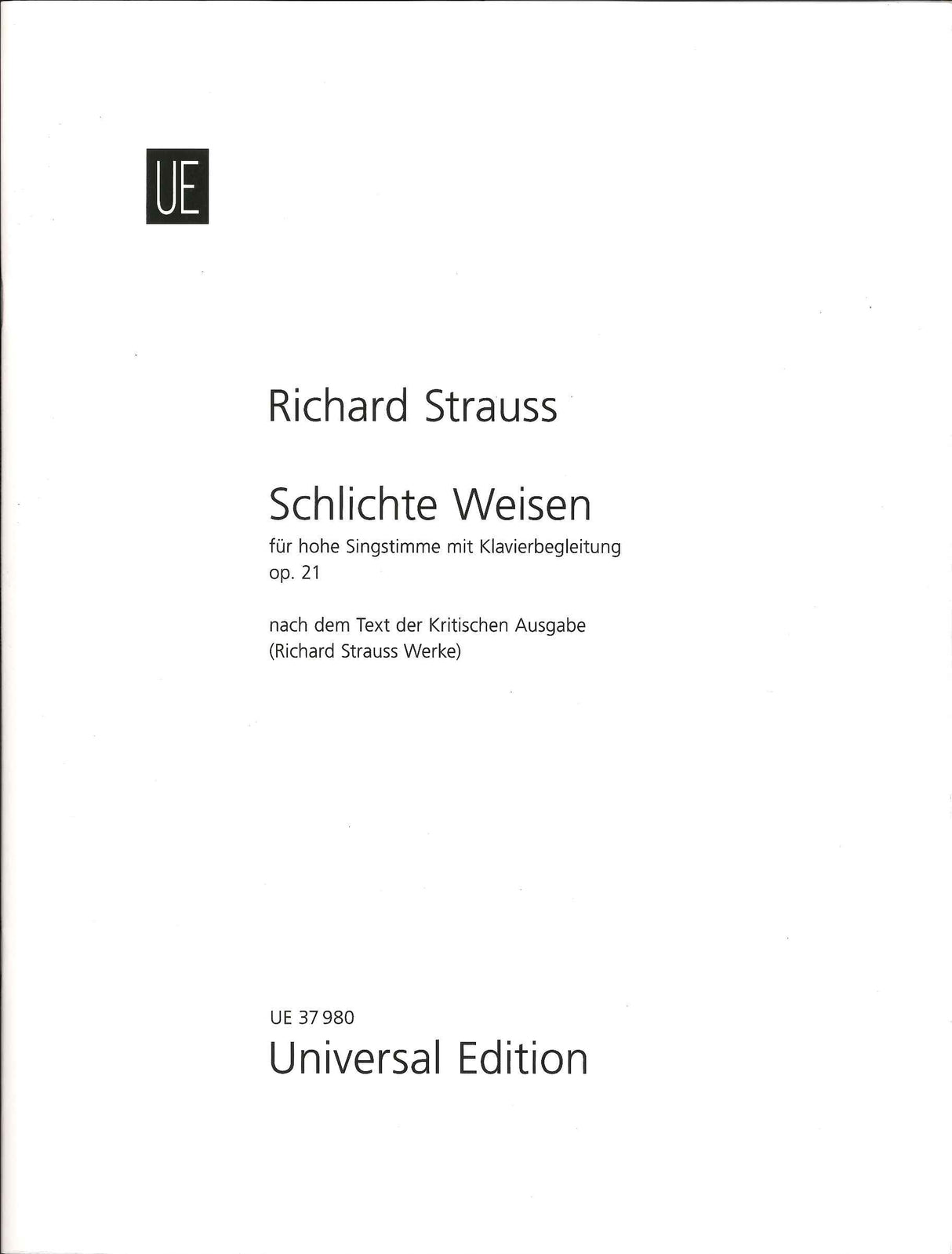 Strauss,R., Schlichte Weisen op. 21 (H) (Universal)