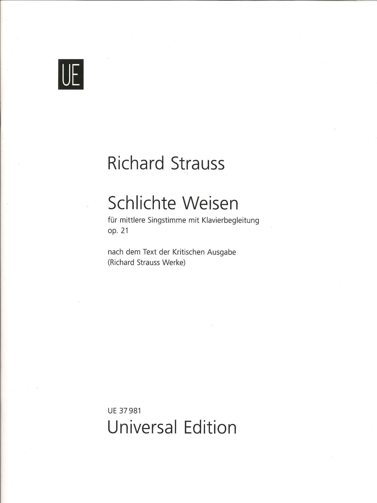 Strauss,R., Schlichte Weisen op. 21 (M) (Universal)