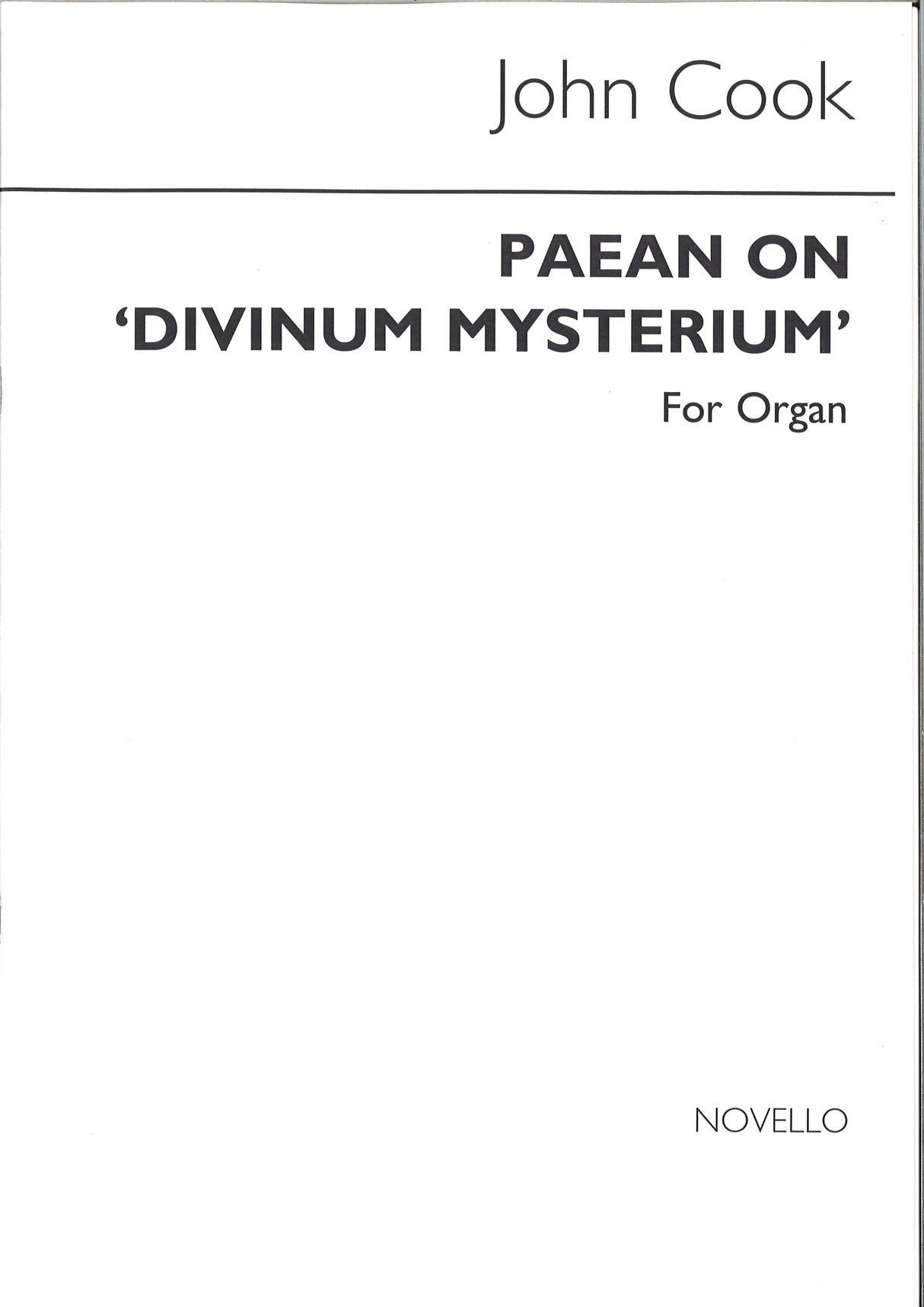 Cook, Paean on 'Divinum mysterium' (Novello)