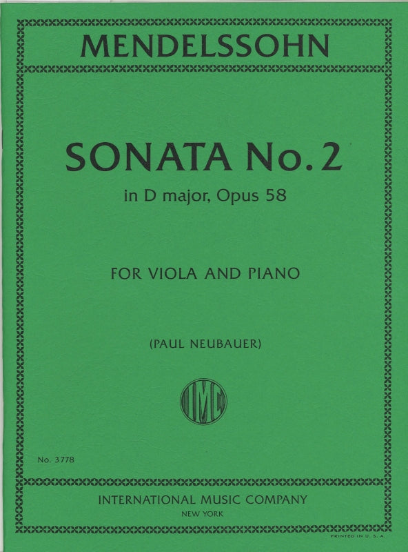 Mendelssohn, Sonata op. 58 in D (IMC)