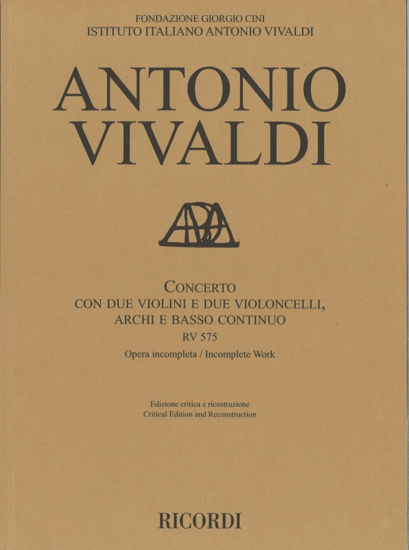 Vivaldi Concerto RV 575 (2Vn,2Vc,Str.Bc) (Ricordi)