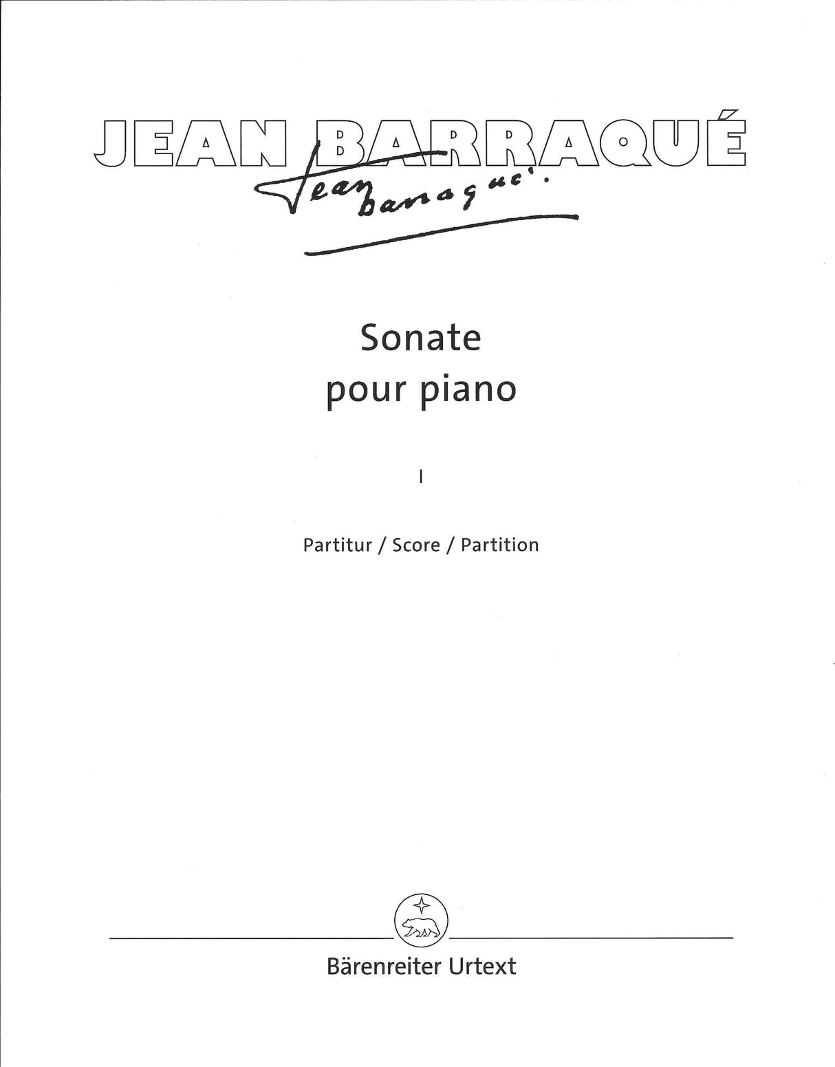 Barraque, Sonate (2-volume Set) (Barenreiter)