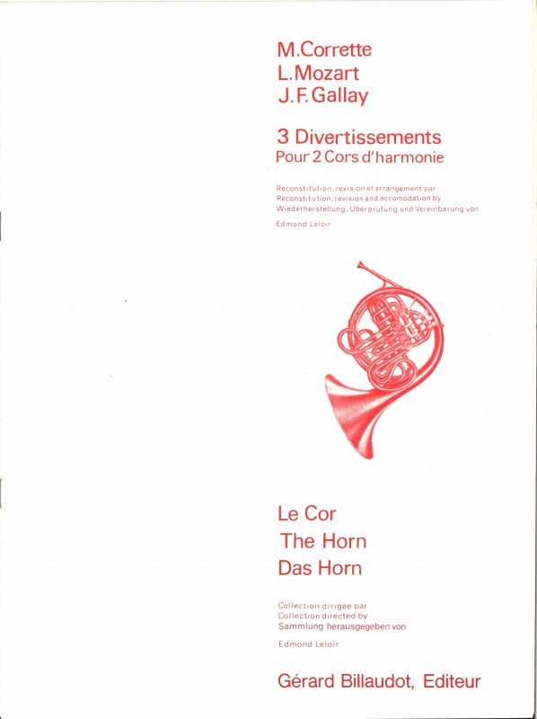 Corrette, et al.,3 Divertissements (2Hn) (Billaudot)