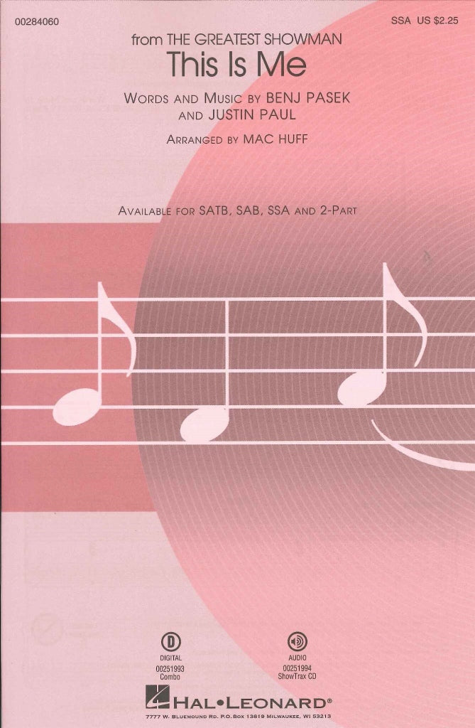 Greatest Showman, This is me (SSA) (Hal Leonard)