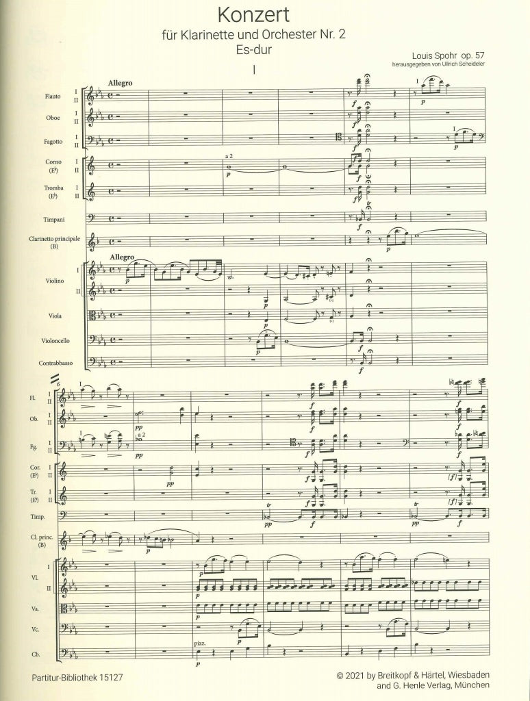 Spohr, Concerto for Clarinet No. 2 (Henle/Breitkopf)