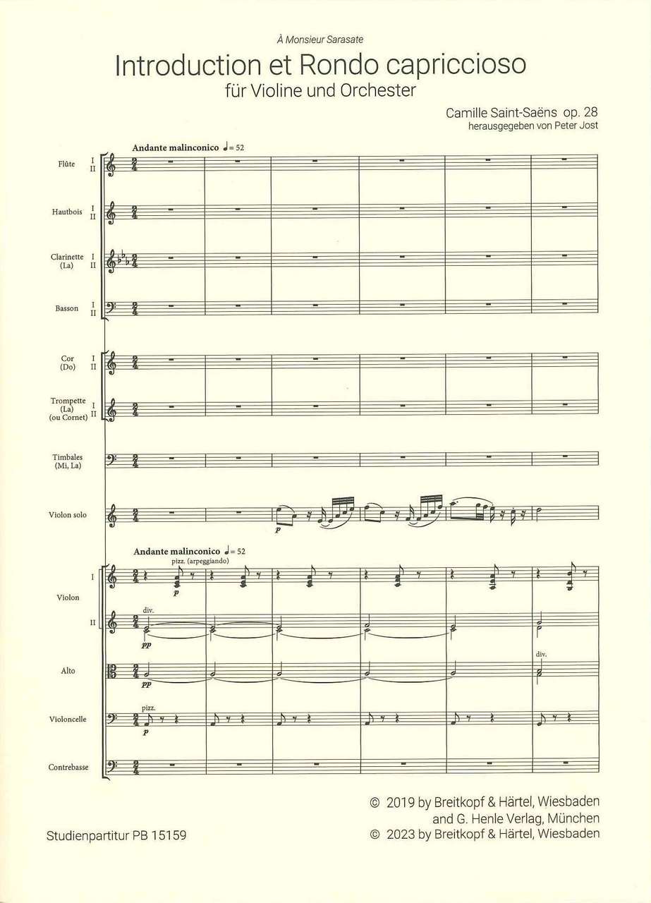 Saint-Saens, Intro & Rondo Study Score (Henle/Breitkopf)