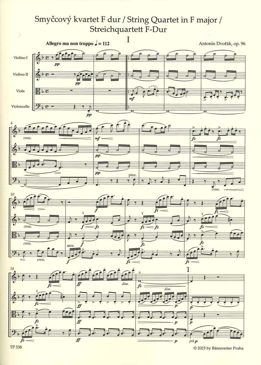 Dvorak, String Quartet No.12 American (Barenreiter)
