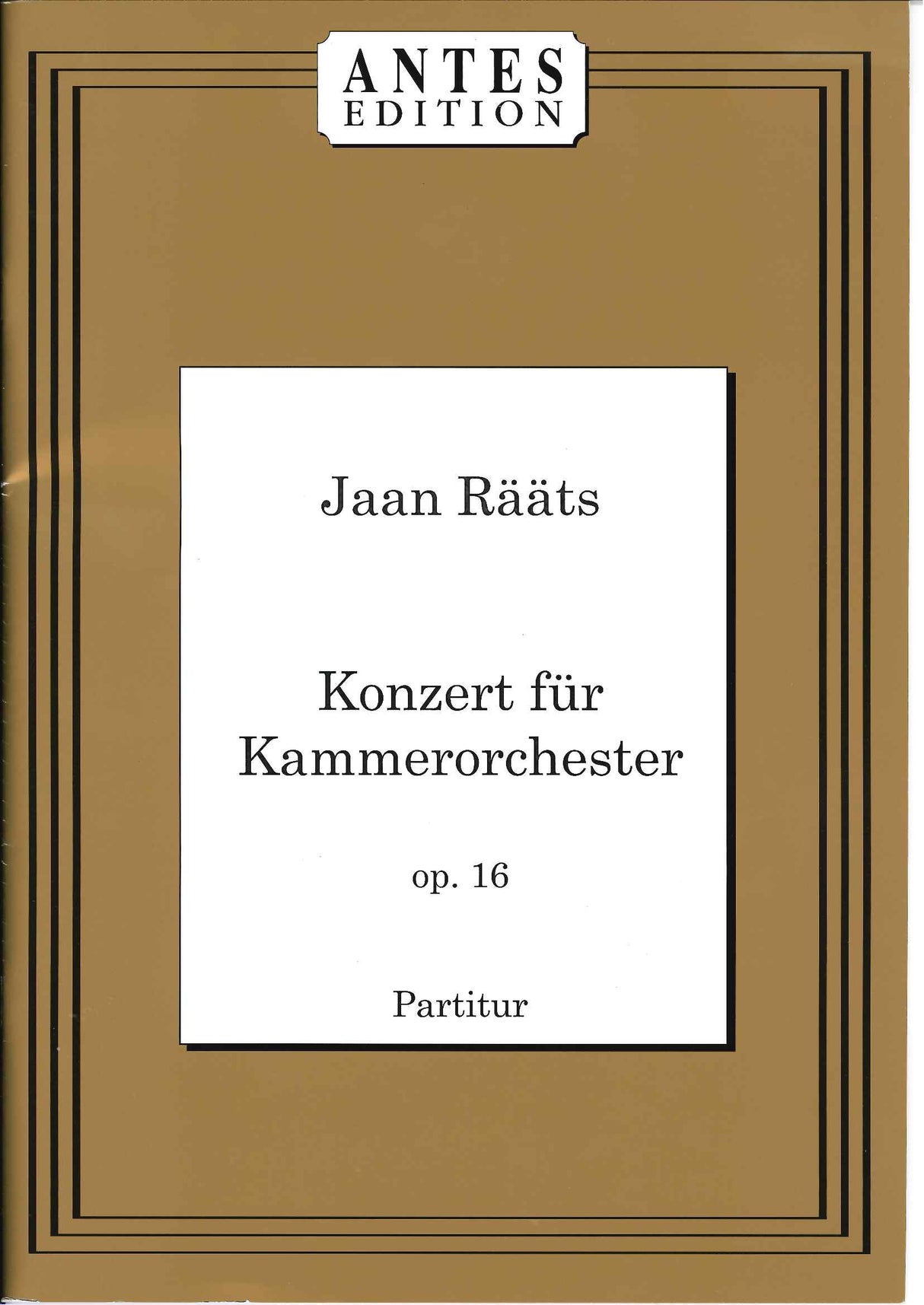 Raats, Concerto op. 16 for String Orch. (Edition 49)