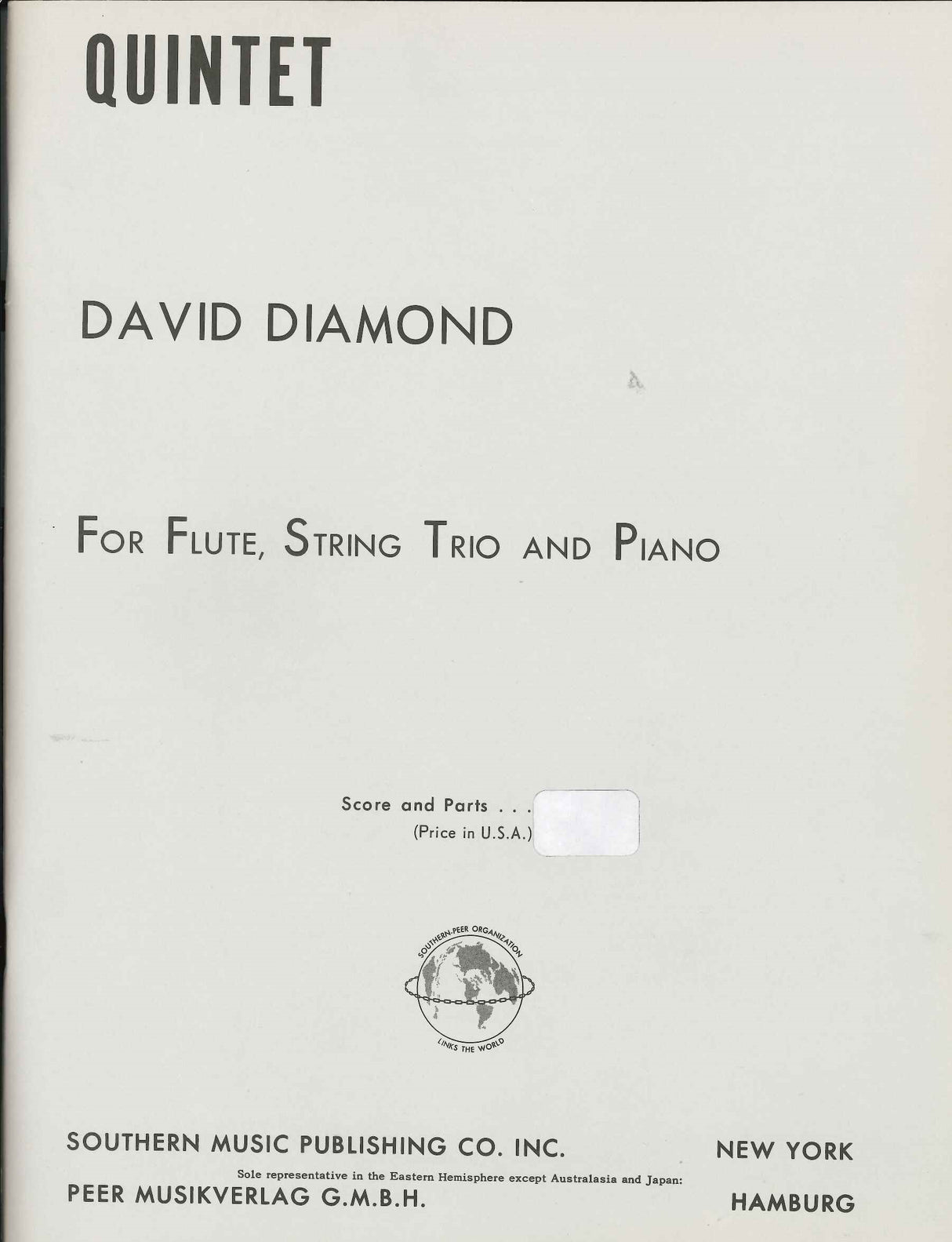 Diamond, Quintet for Flute, Str. & Piano (Peermusic)