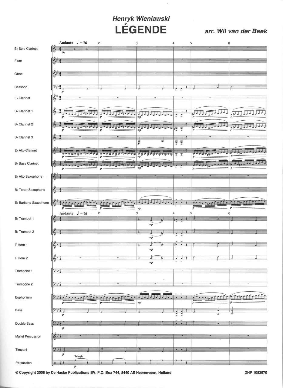 Wieniawski, Legende (Cl,Band) (De Haske)