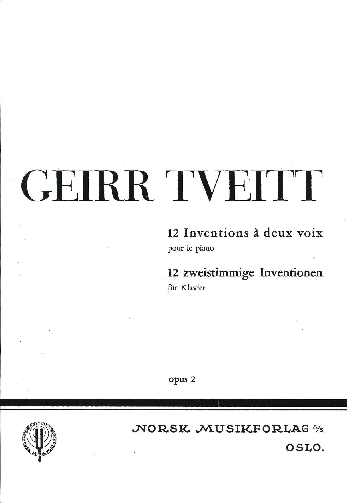 Tveitt, 12 Inventions a 2 voix, op. 2 (Norsk)