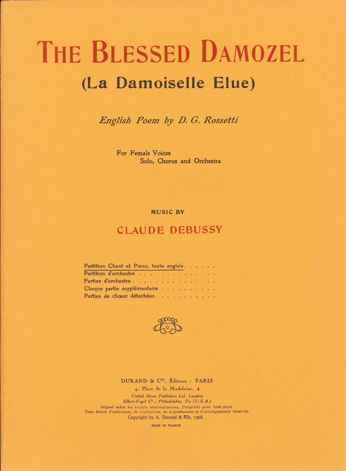 Debussy, Damoiselle elue [E] (Durand)