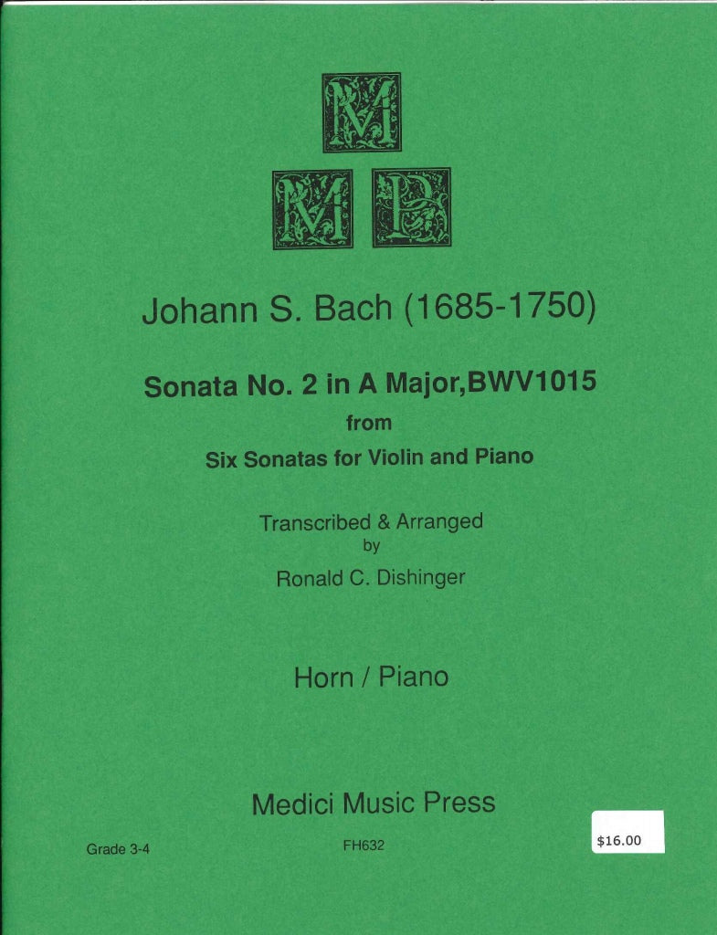 Bach, Sonata No. 2 in A BWV 1015 (Medici Music Press)