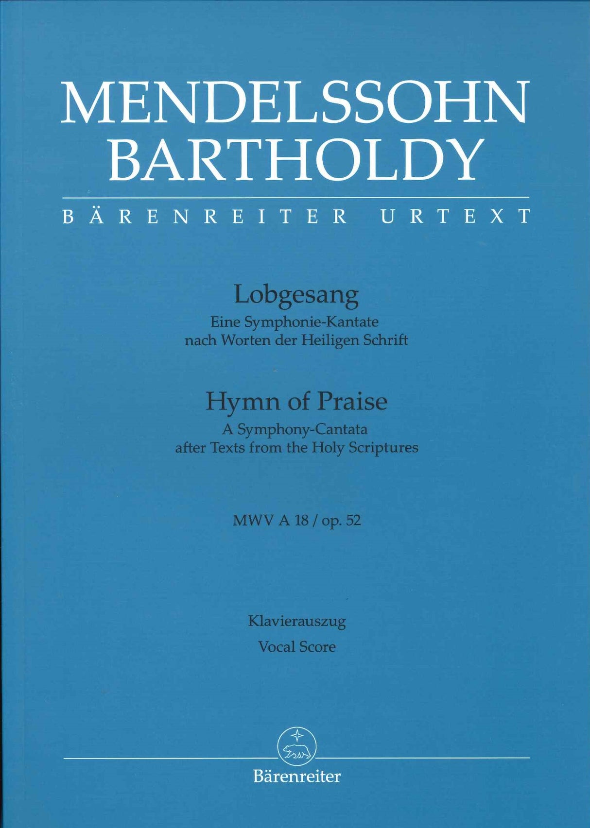 Mendelssohn, Lobgesang Vocal Score (Barenreiter)