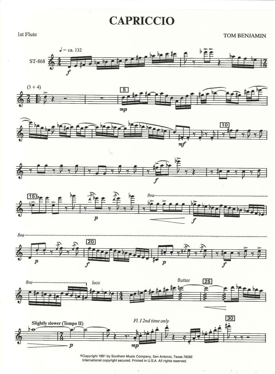 Benjamin, Capriccio (5Fl) (Southern)