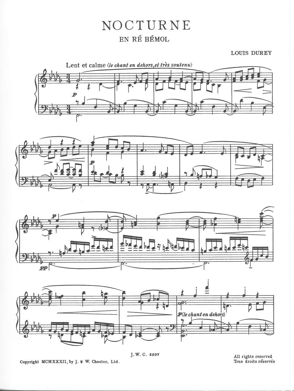 Durey, Nocturne op. 40 in Db (Chester)
