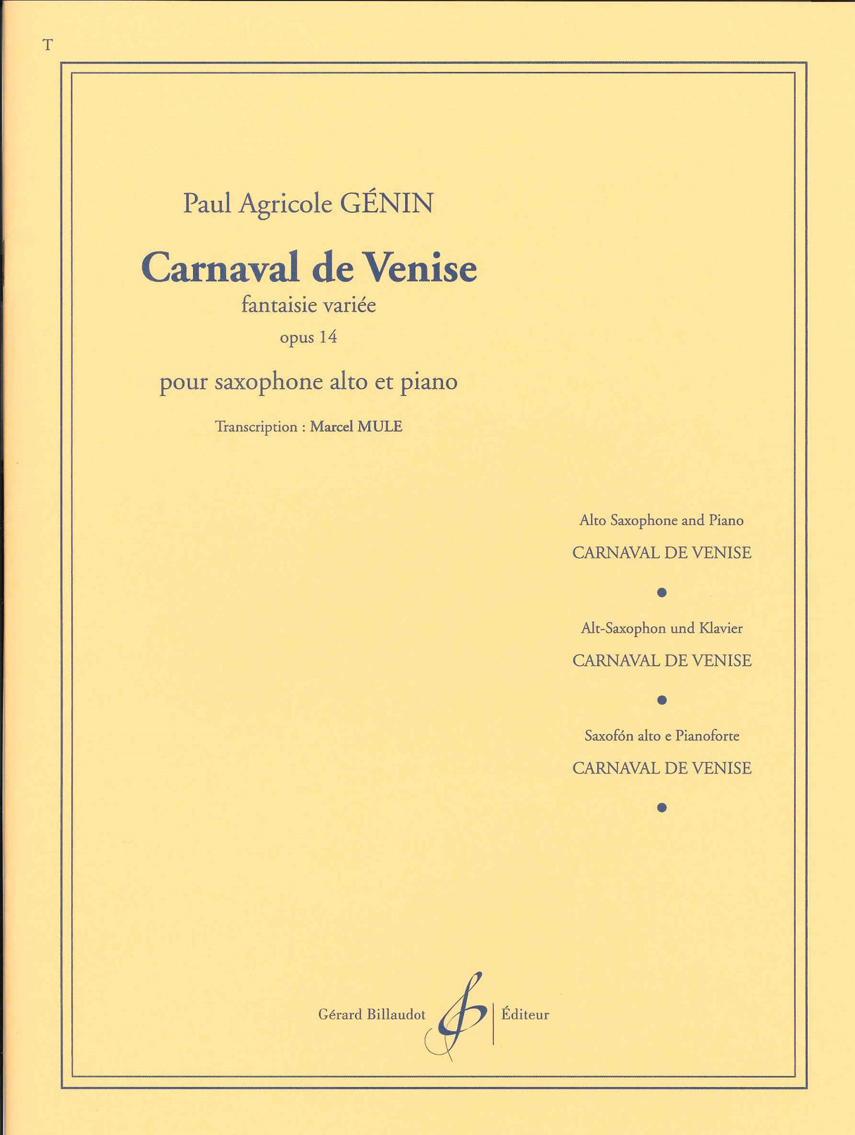 Genin, Carnaval de Venise op. 14 (Billaudot)