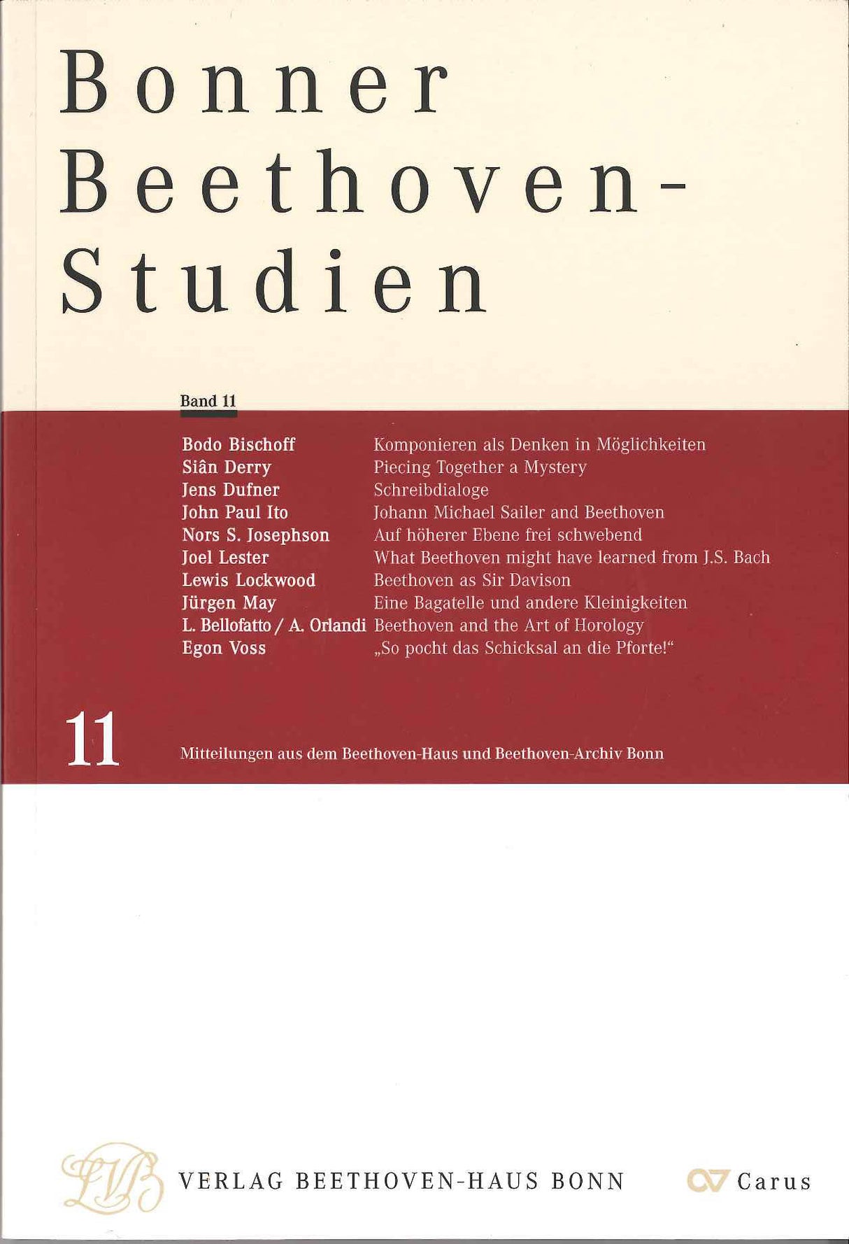Bonner Beethoven-Studien 11 (Beethoven-Haus/Carus)