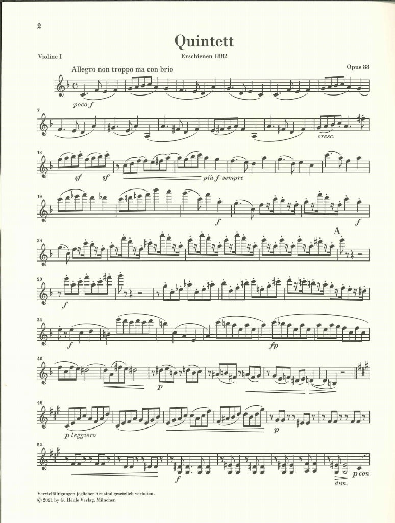 Brahms, String Quintet No. 1 in F op. 88 (Henle)
